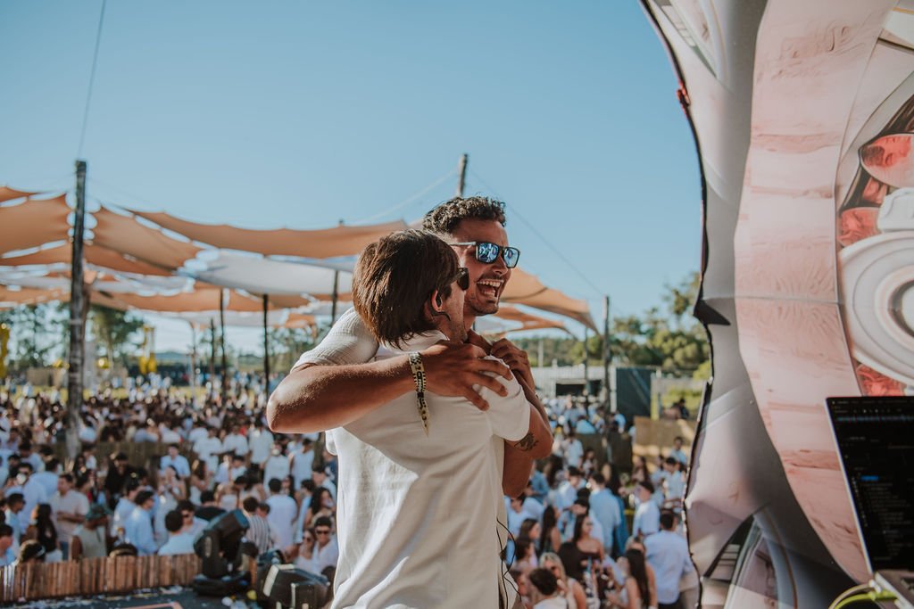 Amigos en el festival